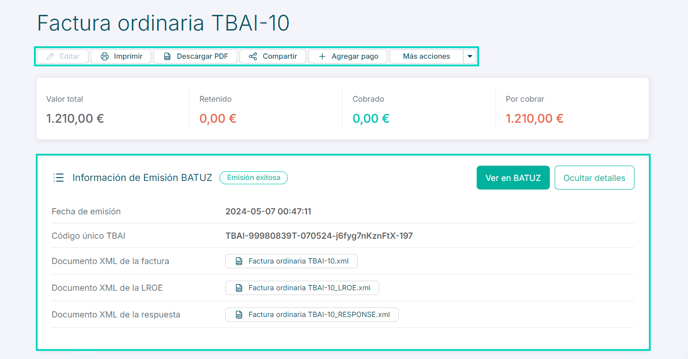 Emitir documento TBAI - ESP - 2