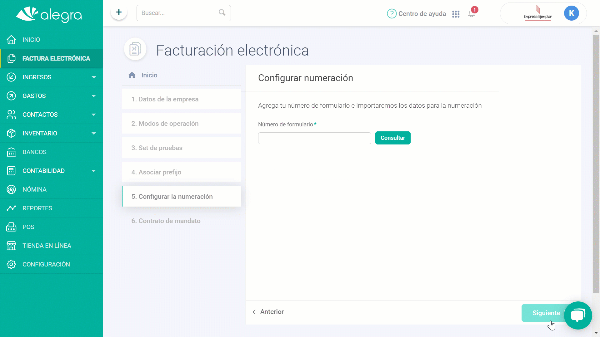 Configurar Numeración