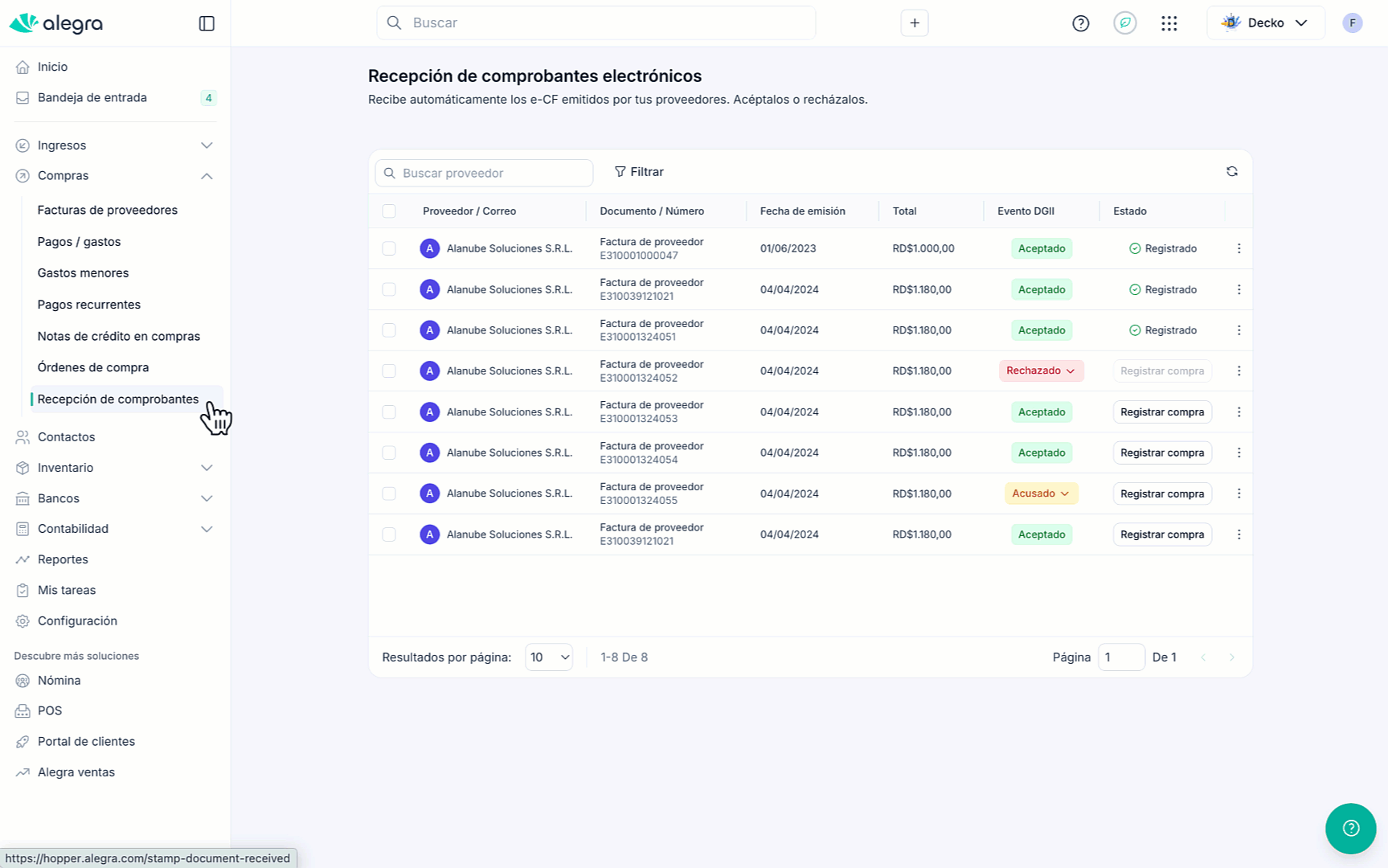 DOM_AC_Registrar factura desde Recepcion