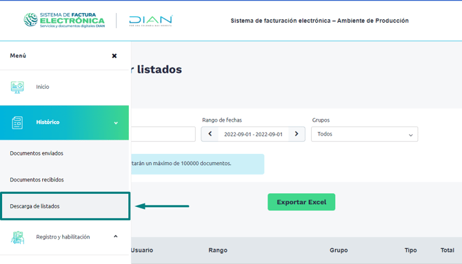 Descarga de listados
