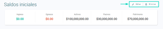 Editar o eliminar saldos iniciales