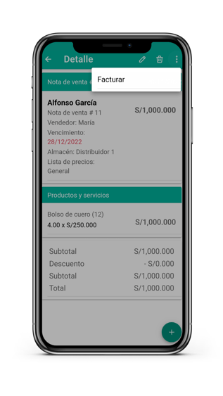 Facturar nota de venta con la app móvil de Alegra