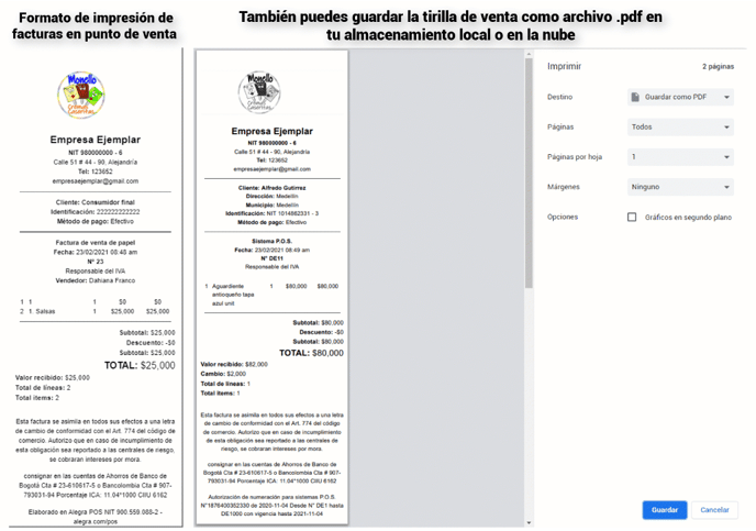 Formato tirilla POS