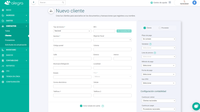 Formulario de contactos MEX