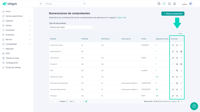 Gestión Numeraciones CRI