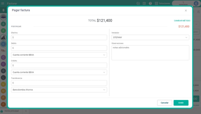 Método de pago Combinado en Alegra POS Colombia