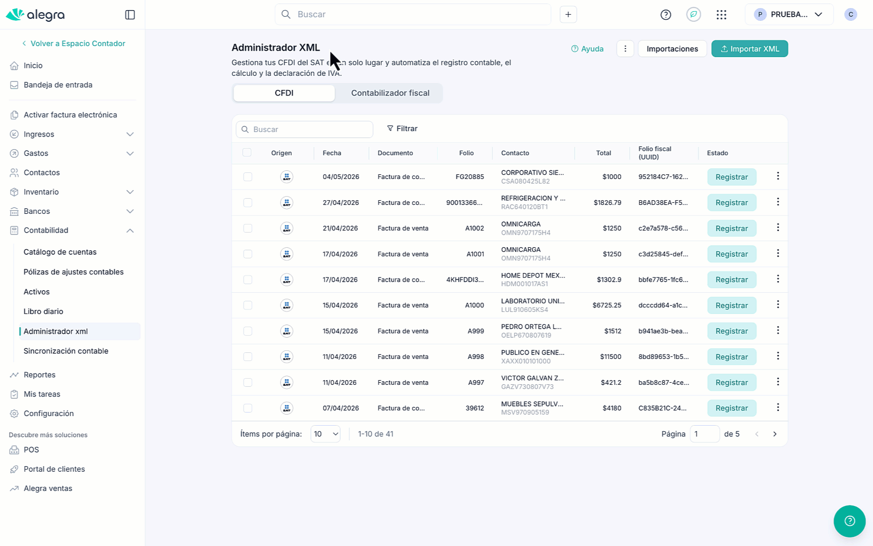 MEX_AC_Administrador XML importacion masiva