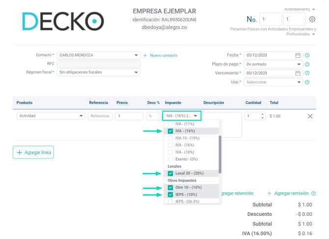 Multiples impuestos MEX - FV