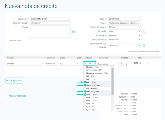 Multiples impuestos MEX - NC