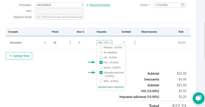 ND Multiples impuestos - MEX