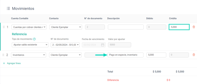 Saldos existentes - INT - 2