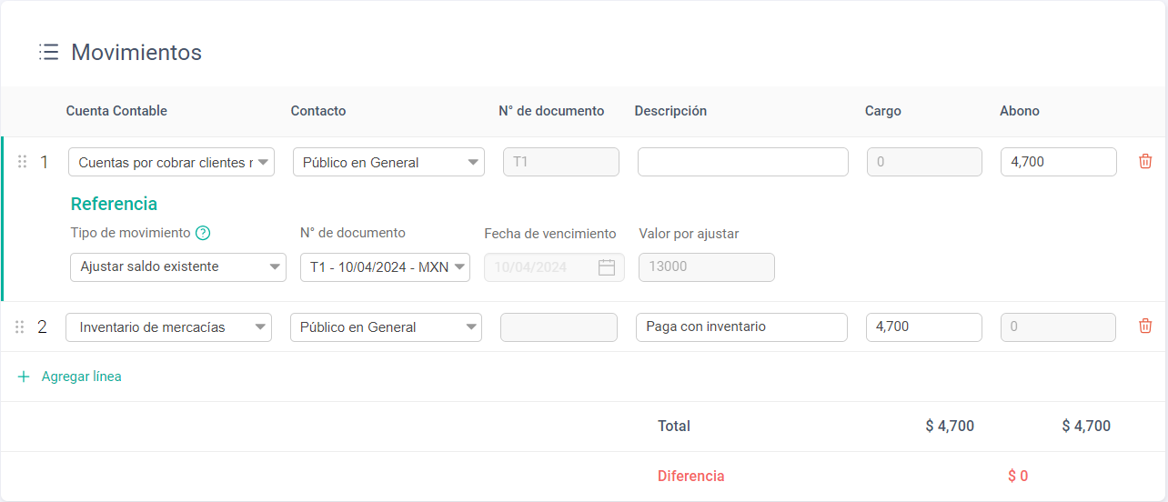 Saldos existentes - MEX - 2