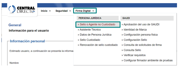 Sello o agente no custiodiado