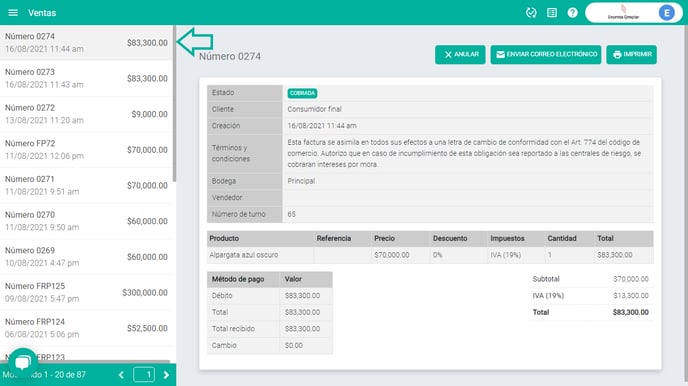 consulta el historico de venta ayuda alegra pos