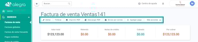 detalle FV sin timbrar ayuda alegra