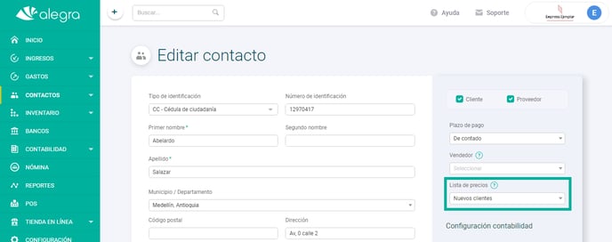 lista contacto alegra ayuda