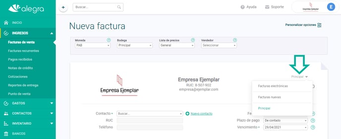 numeracion facturas alegra pan ayuda