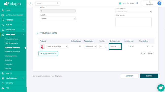 Ajuste de inventario 3 ARG