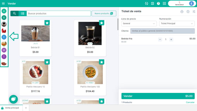 Buscar productos por categorías Alegra POS México
