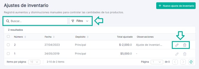 Buscar, Editar o Eliminar ajustes de inventario Alegra punto de venta Argentina