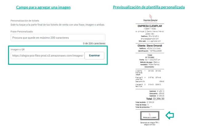 Campo personalizable con imagen para plantilla en el POS