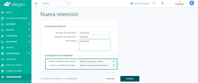 Configuracion de Contabilidad
