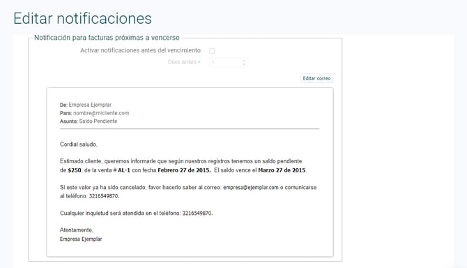 Contabilidad inteligente - COL - Notifica el vencimiento de facturas