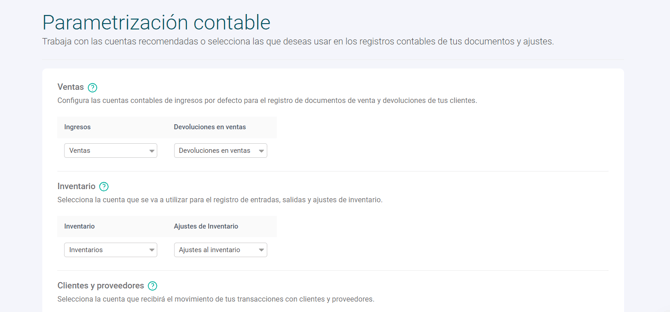 Contabilidad inteligente - MEX - parametrización contable