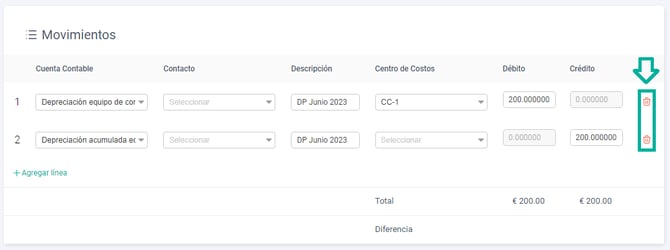 Eliminar movimientos Alegra España