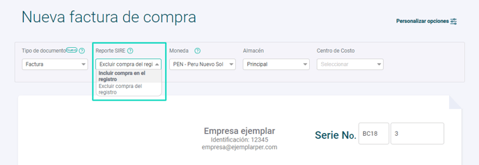 Factura de compra RCE - PER