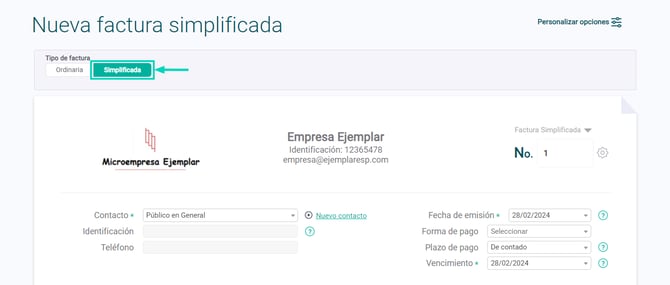 Factura simplificada - AC ESP - 1