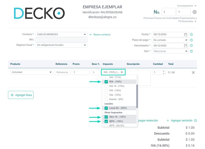 Multiples impuestos MEX - FV