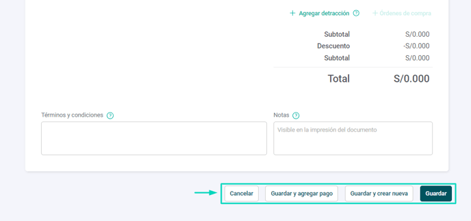 Opciones factura de compra