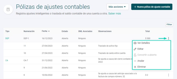Realiza pólizas de ajuste - MEX - 2