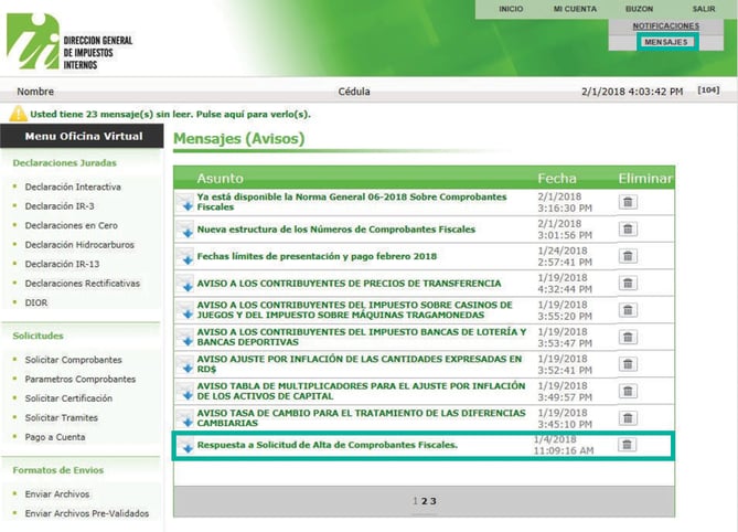 solicitud de comprobantes fiscales DGII