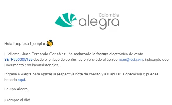 Rechazo factura