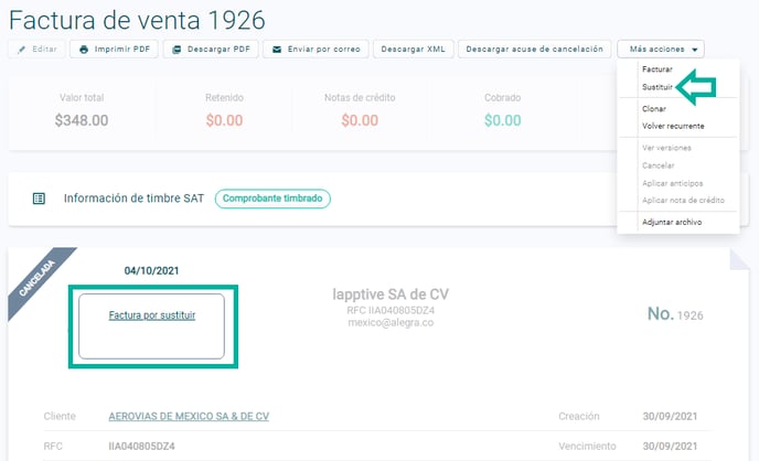 factura sustituir ayuda alegra mex-1