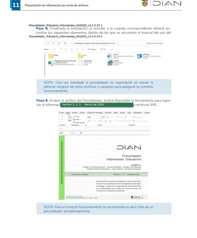 Carpeta del prevalidador AG2025 lista para instalar
